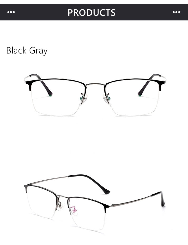 Yimaruili Unisex Semi Rim Titanium Frame Eyeglasses 8017JX Semi Rim Yimaruili Eyeglasses