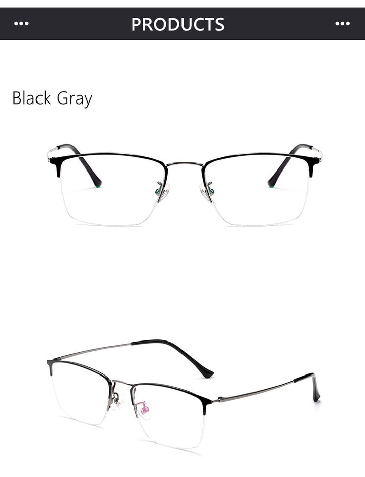 Yimaruili Unisex Semi Rim Titanium Frame Eyeglasses 8017JX Semi Rim Yimaruili Eyeglasses