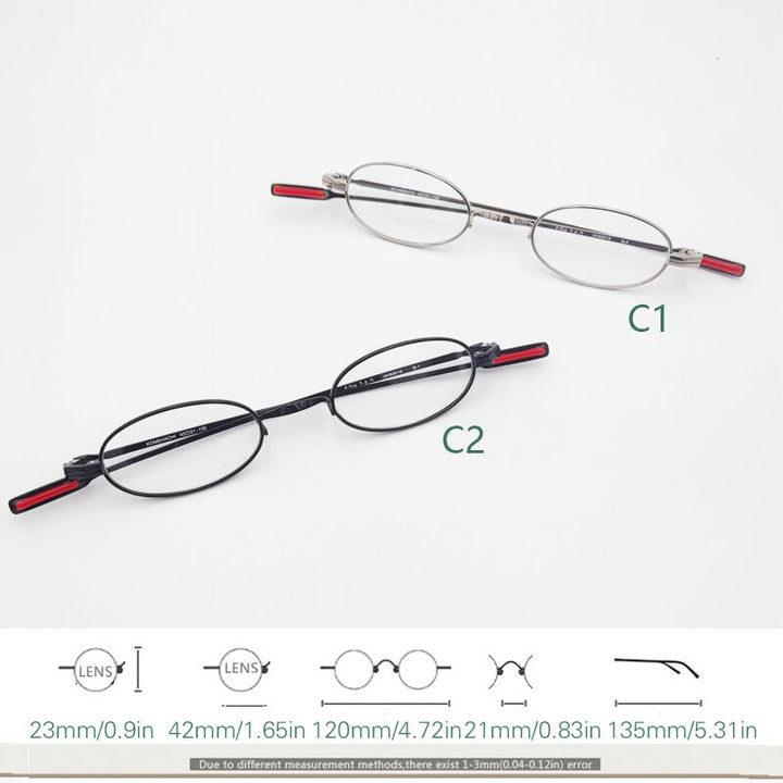 Yujo Unisex Full Rim Small Oval Handcrafted Titanium Reading Glasses 42*23mm Reading Glasses Yujo