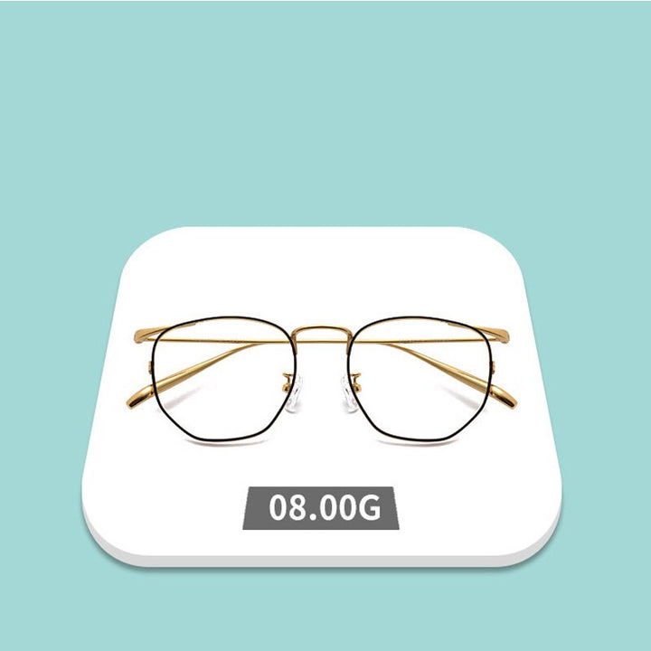 Muzz Men's Full Rim Round Polygon Titanium Frame Eyeglasses S10901 Full Rim Muzz