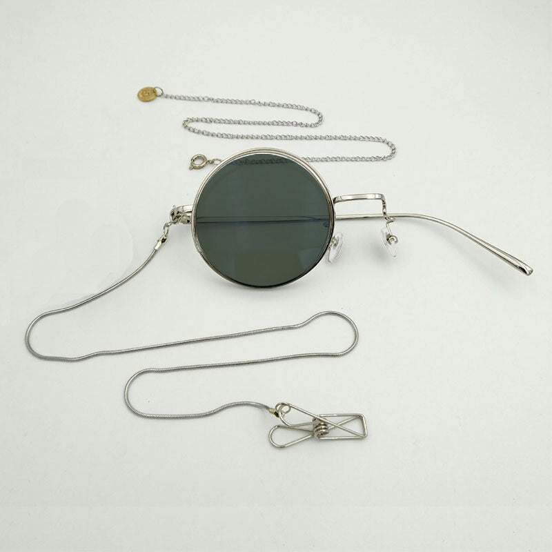 Yujo Unisex Full Rim Round Alloy Cosplay Lolita Style Monocle 2359 Monocle Yujo Silver right eye 3 China