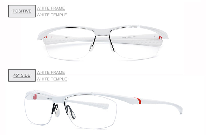 Hdcrafter Men's Semi Rim Rectangle TR 90 Sports Frame Eyeglasses 7027 Full Rim Hdcrafter Eyeglasses