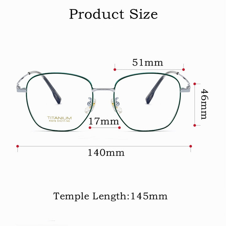 Yimaruili Unisex Full Rim Square Titanium Frame Eyeglasses 02K5016 Full Rim Yimaruili Eyeglasses