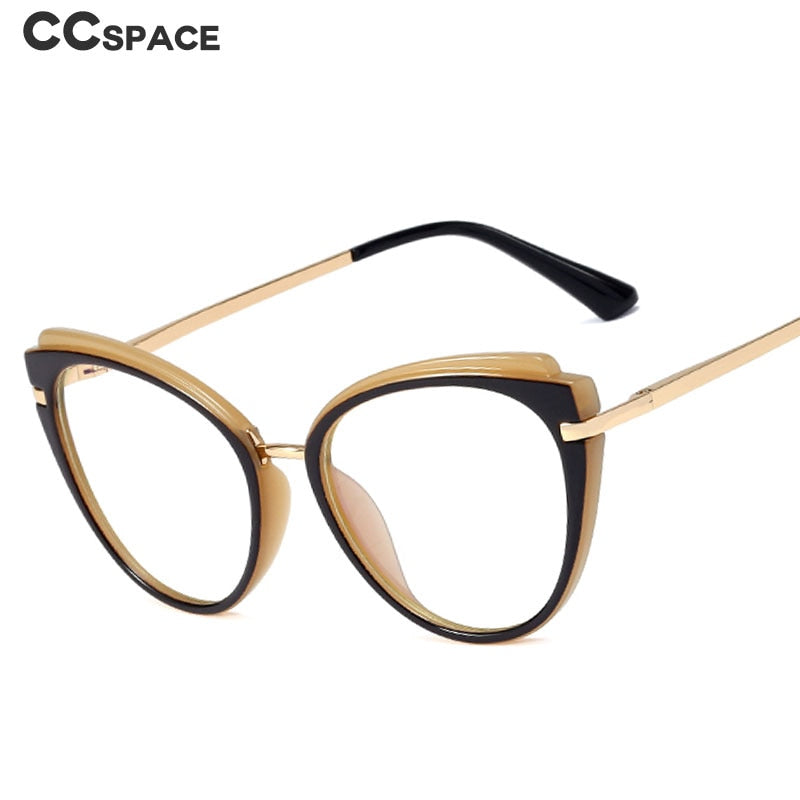 CCspace Women's Full Rim Cat Eye Tr 90 Titanium Frame Eyeglasses 48270 Full Rim CCspace