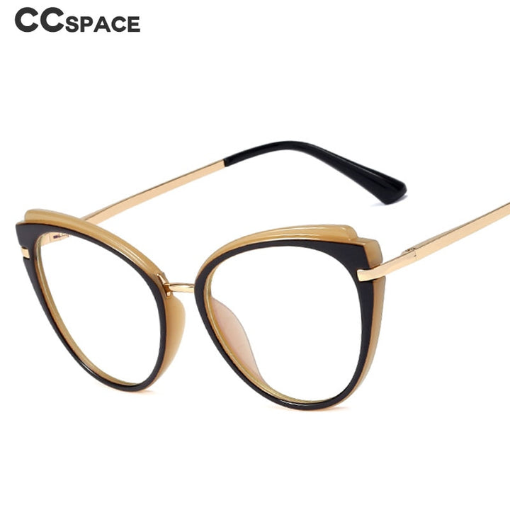 CCspace Women's Full Rim Cat Eye Tr 90 Titanium Frame Eyeglasses 48270 Full Rim CCspace