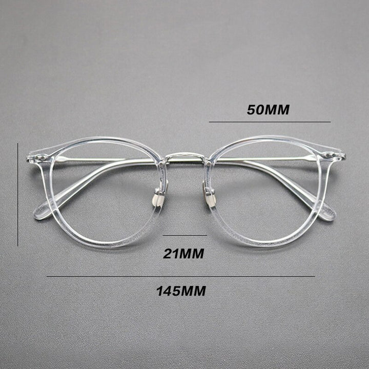 Gatenac Unisex Full Rim Round Titanium Acetate Frame Eyeglasses Gxyj717 Full Rim Gatenac