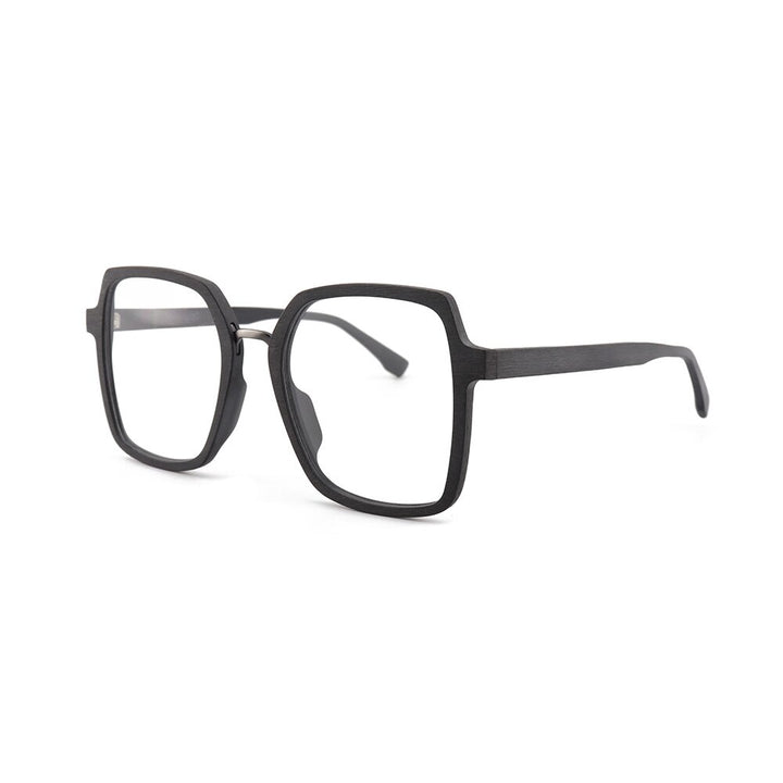 Hdcrafter Unisex Full Rim Polygonal Wood Frame Eyeglasses 6109 Full Rim Hdcrafter Eyeglasses