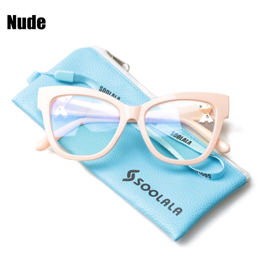 Soolala Anti Blue Light Cat Eye Reading Glasses Women With Crossed Rhinestone Eyeglass Frame 0.5 To 4.0 Reading Glasses SOOLALA Nude Reading Glass +100 