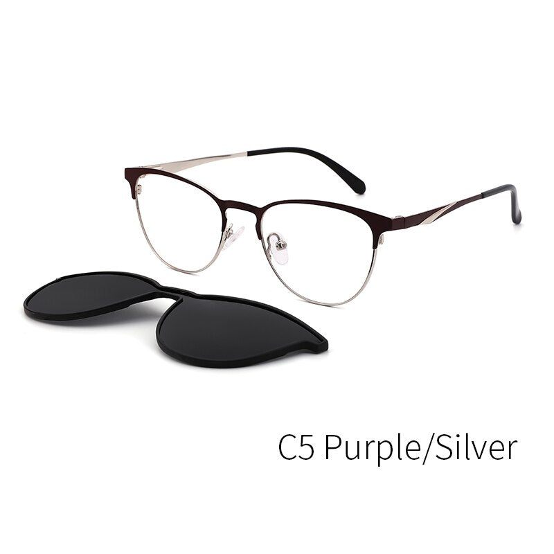 Kansept Women's Full Rim Cat Eye Acetate Eyeglasses Clip On Sunglasses Dp33104 With Clip Ons Kansept DP33104C5