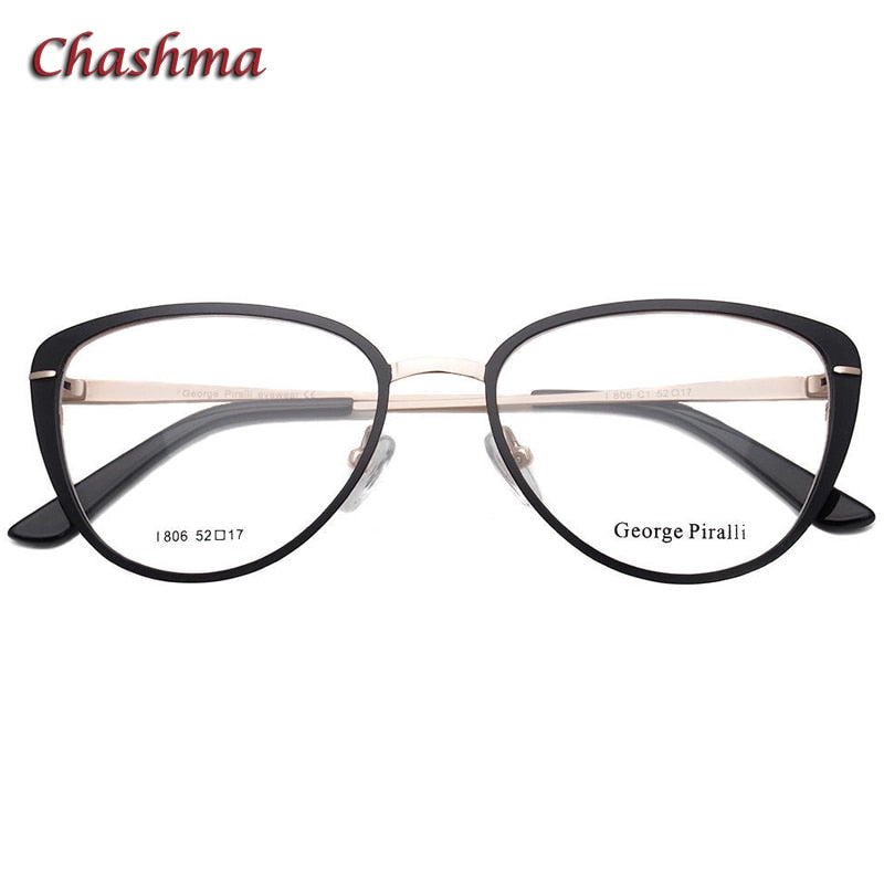 Chashma Ochki Women's Full Rim Triangel Cat Eye Alloy Eyeglasses 806 Full Rim Chashma Ochki   