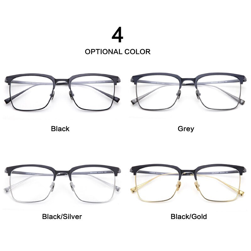 Muzz Men's Full Rim Square Titanium Acetate Hand Crafted Frame Eyeglasses 0225 Full Rim Muzz