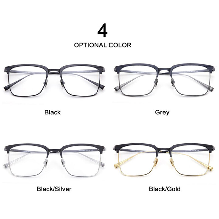 Muzz Men's Full Rim Square Titanium Acetate Hand Crafted Frame Eyeglasses 0225 Full Rim Muzz
