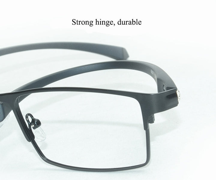 Bclear Men's Semi Rim Square Titanium Alloy Eyeglasses 66071 Semi Rim Bclear