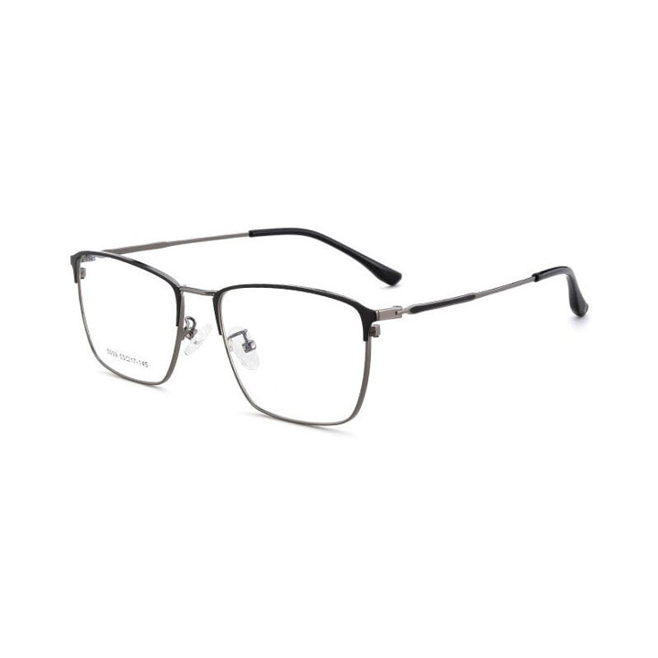 Hotochki Men's Full Rim Square Horned Acetate Alloy Eyeglasses 5059 Full Rim Hotochki Gray