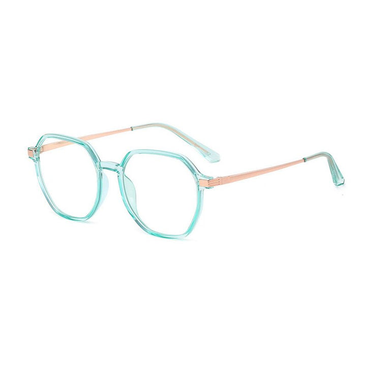 Handoer Unisex Full Rim Polygonal Round Tr 90 Eyeglasses Tr2330 Full Rim Handoer Green