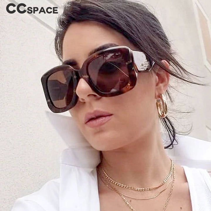 CCspace Women's Full Rim Oversized Square Resin Wide Leg Frame Sunglasses 46633 Sunglasses CCspace Sunglasses