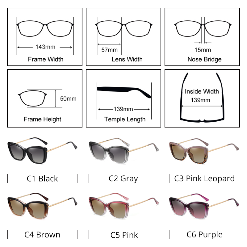 Ralferty Women's Full Rim Square Cat Eye Acetate Eyeglasses With Clip On Sunglasses D95335 With Clip Ons Ralferty