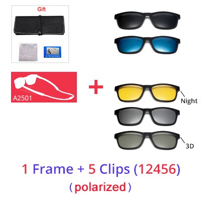 Ralferty Men's Full Rim Square Tr 90 Eyeglasses Clip On Sunglasses With Clip Ons Ralferty 1 Frame 5 Clip 12456 Full black frame