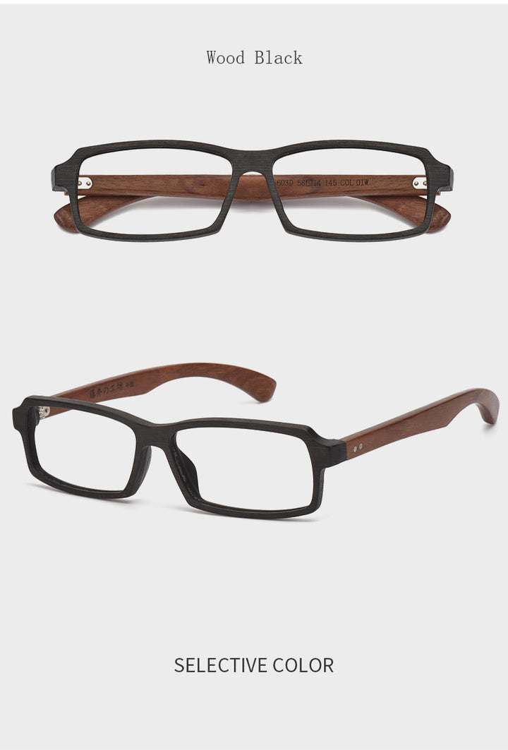 Hdcrafter Men's Full Rim Rectangle Wood Frame Eyeglasses 5603 Full Rim Hdcrafter Eyeglasses