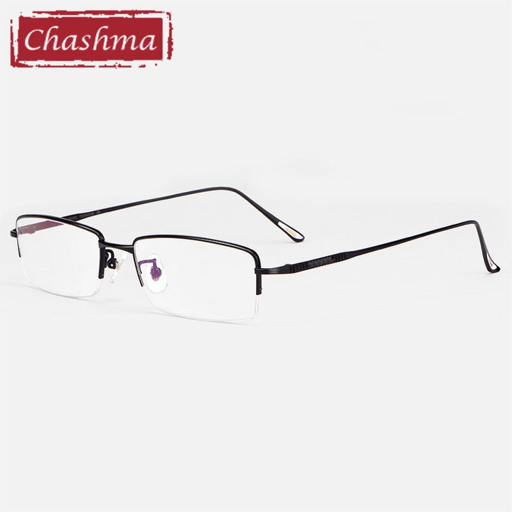 Chashma Men's Semi Rim Square Titanium Eyeglasses 8961 Full Rim Chashma Black