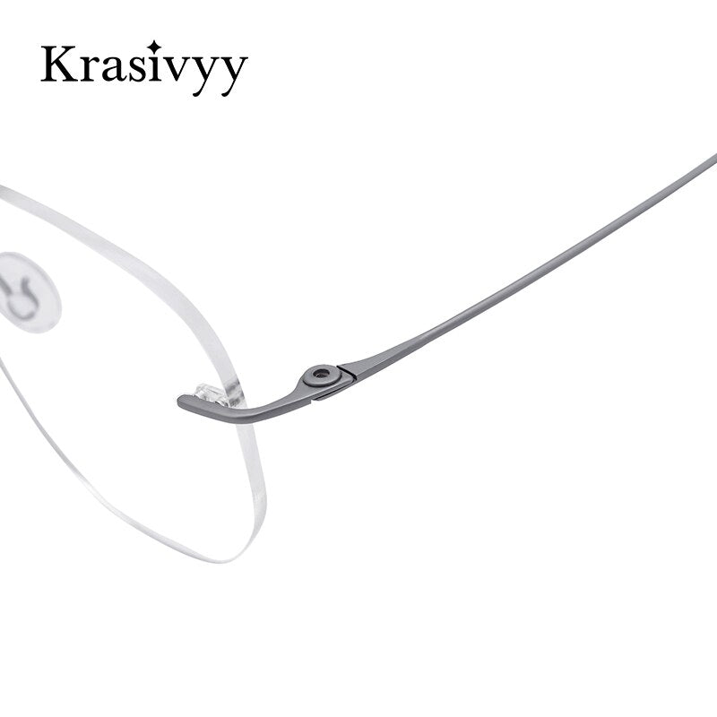 Krasivyy Unisex Rimless Irregular Round Screwless Titanium Eyeglasses Kr5010 Rimless Krasivyy