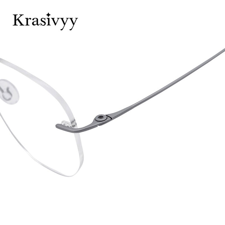 Krasivyy Unisex Rimless Irregular Round Screwless Titanium Eyeglasses Kr5010 Rimless Krasivyy