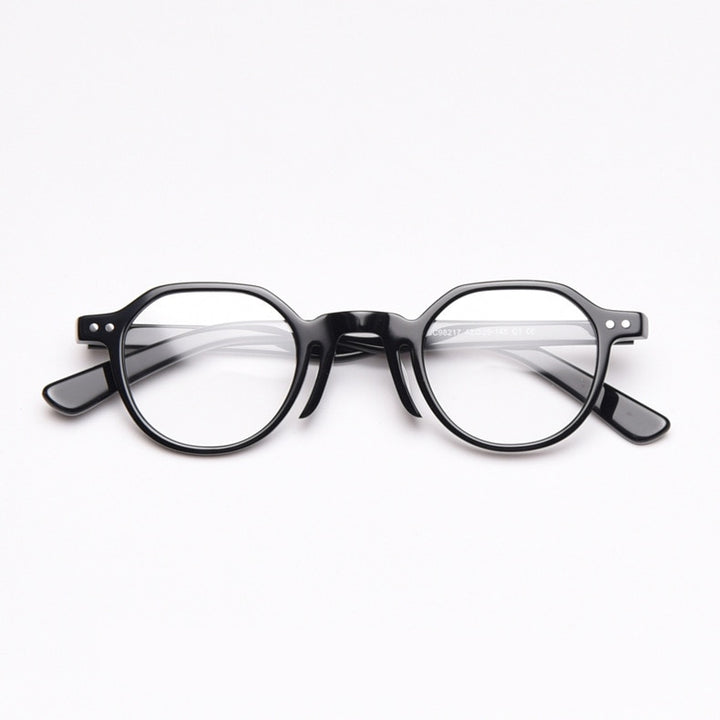 CCspace Unisex Full Rim Round Acetate Frame Eyeglasses 49806 Full Rim CCspace C1Black