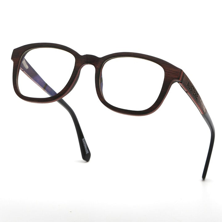 Hdcrafter Unisex Full Rim Square Wood Eyeglasses 56367 Full Rim Hdcrafter Eyeglasses Default Title