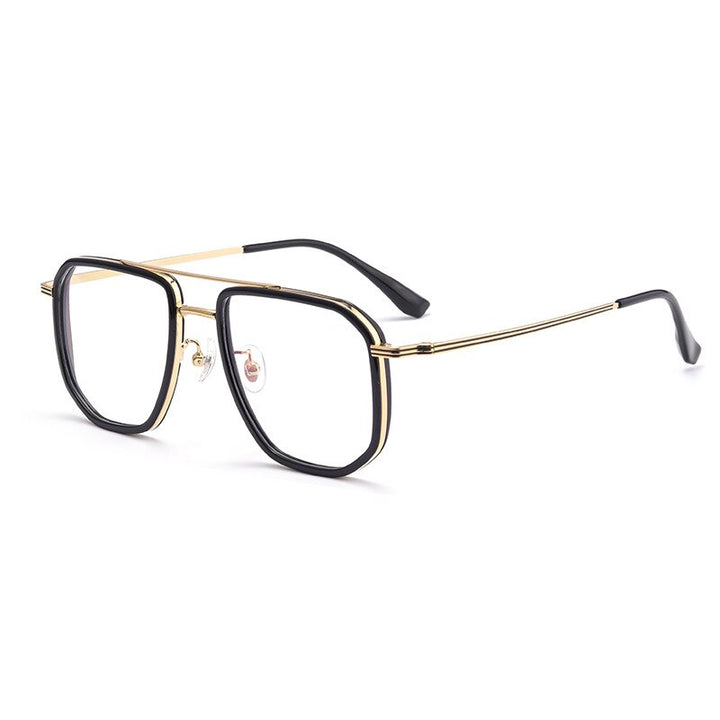 Hotochki Men's Full Rim Titanium Alloy IP Plated Frame Eyeglasses 2216yj Full Rim Hotochki Black Gold