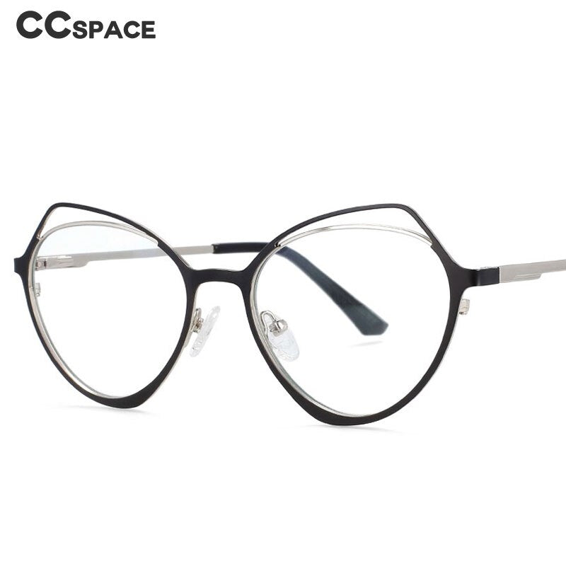 CCspace Women's Full Rim Irregular Cat Eye Alloy Frame Eyeglasses 54103 Full Rim CCspace