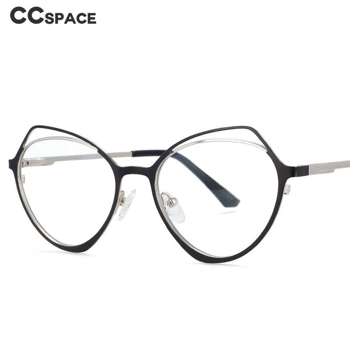 CCspace Women's Full Rim Irregular Cat Eye Alloy Frame Eyeglasses 54103 Full Rim CCspace