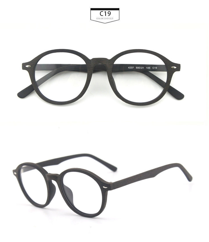Hdcrafter Unisex Full Rim Round Oval Wood Metal Frame Eyeglasses 4237 Full Rim Hdcrafter Eyeglasses