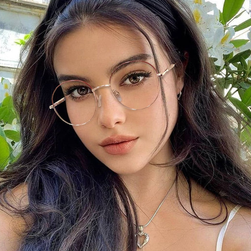Hotony Women's Full Rim Round Alloy Frame Eyeglasses 95818 Full Rim Hotony
