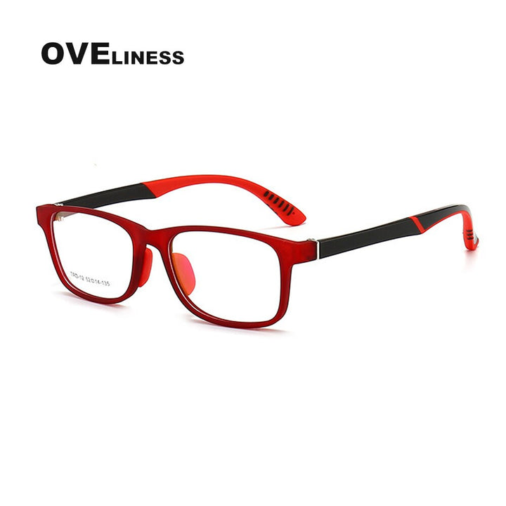 Oveliness Unisex Children's Full Rim Square Tr 90 Titanium Eyeglasses Oltrd12p Full Rim Oveliness red