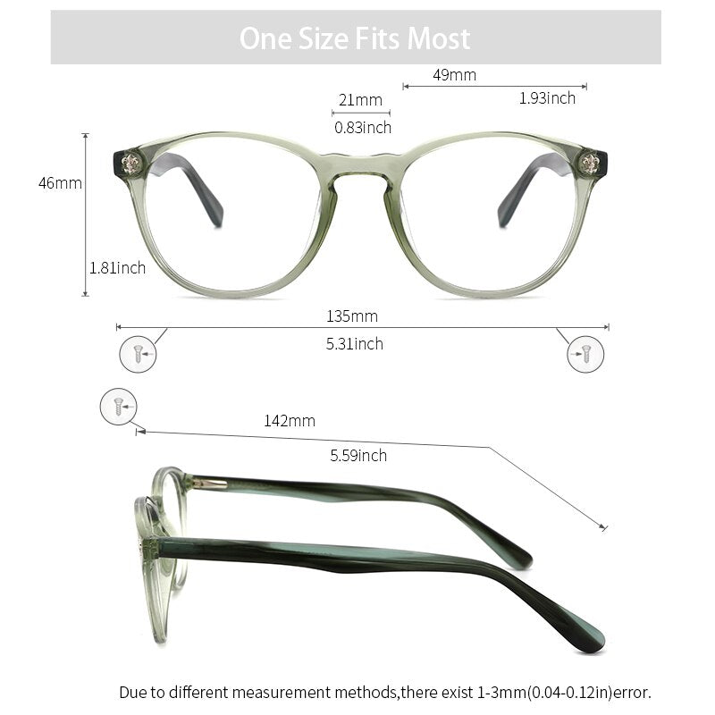 Kansept Women's Full Rim Round Injection Acetate Frame Eyeglasses Fg6003 Full Rim Kansept