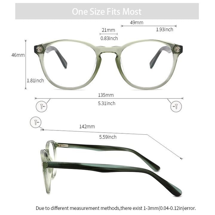 Kansept Women's Full Rim Round Injection Acetate Frame Eyeglasses Fg6003 Full Rim Kansept