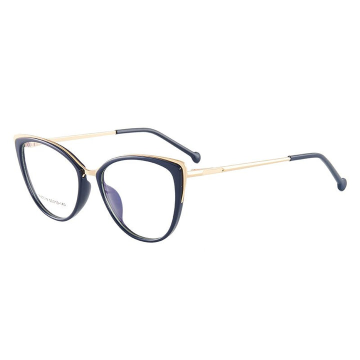 Hotony Women's Full Rim Cat Eye TR 90 Resin Alloy Frame Eyeglasses 7019 Full Rim Hotony Синий