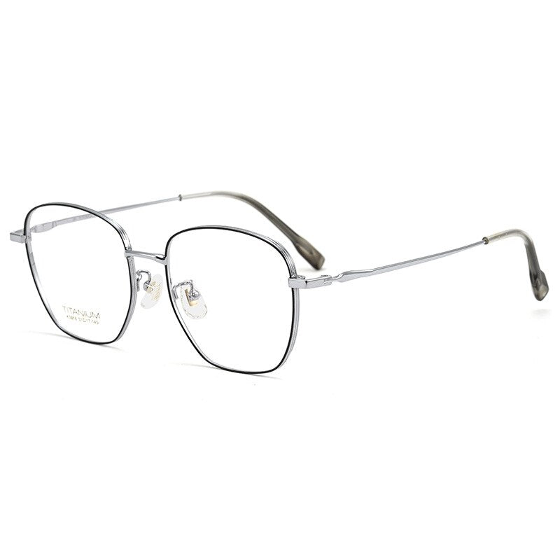 Yimaruili Unisex Full Rim Square Titanium Frame Eyeglasses 02K5016 Full Rim Yimaruili Eyeglasses Black Silver