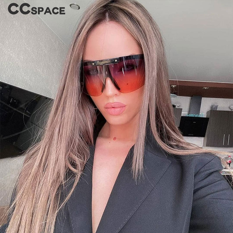 CCspace Unisex Full Rim Oversized Square One Lens Resin Frame Sunglasses 46626 Sunglasses CCspace Sunglasses