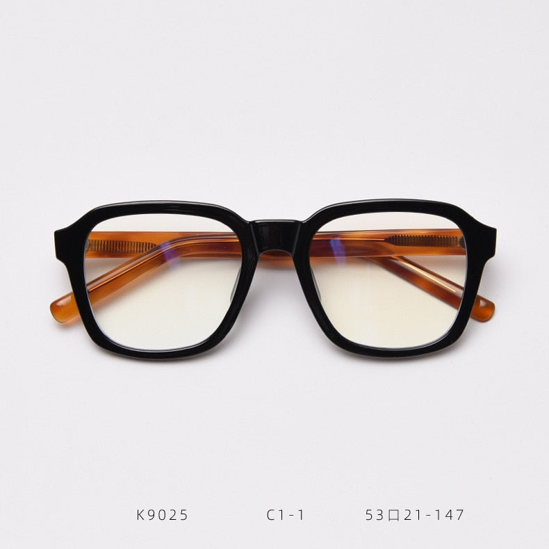 CCspace Women's Full Rim Square Tr 90 Titanium Frame Acetate Leg Eyeglasses 49354 Full Rim CCspace C1-1Black-Leopard