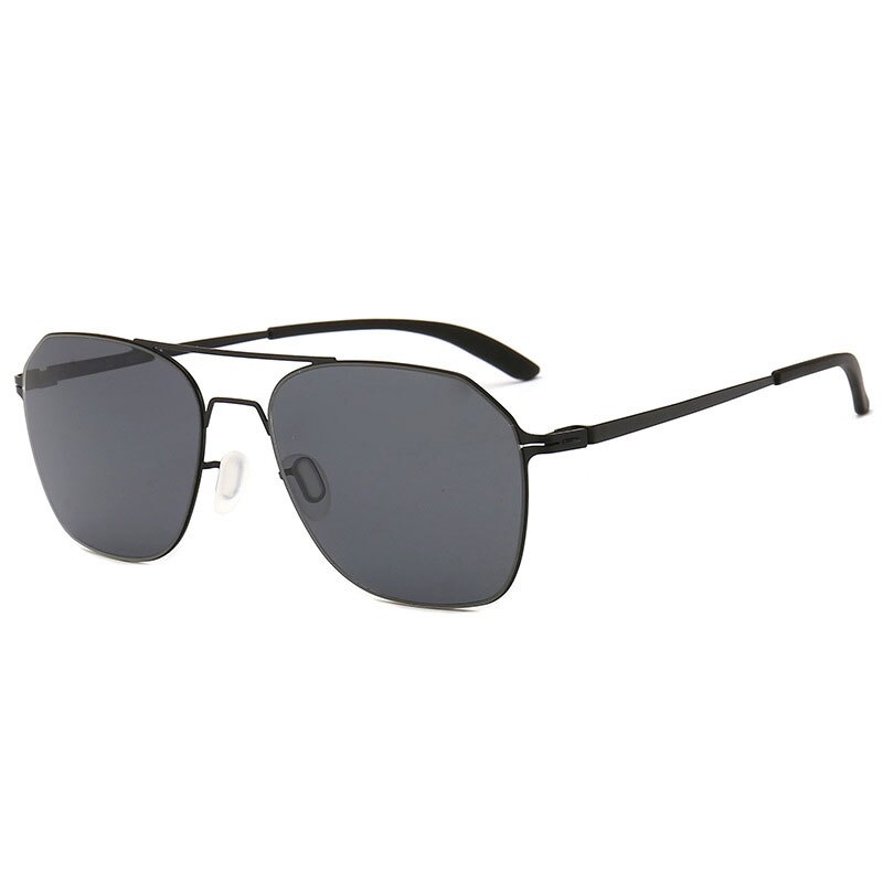 Reven Jate Men's Full Rim Square Double Bridge Alloy Polarized Sunglasses 7704 Sunglasses Reven Jate black-grey