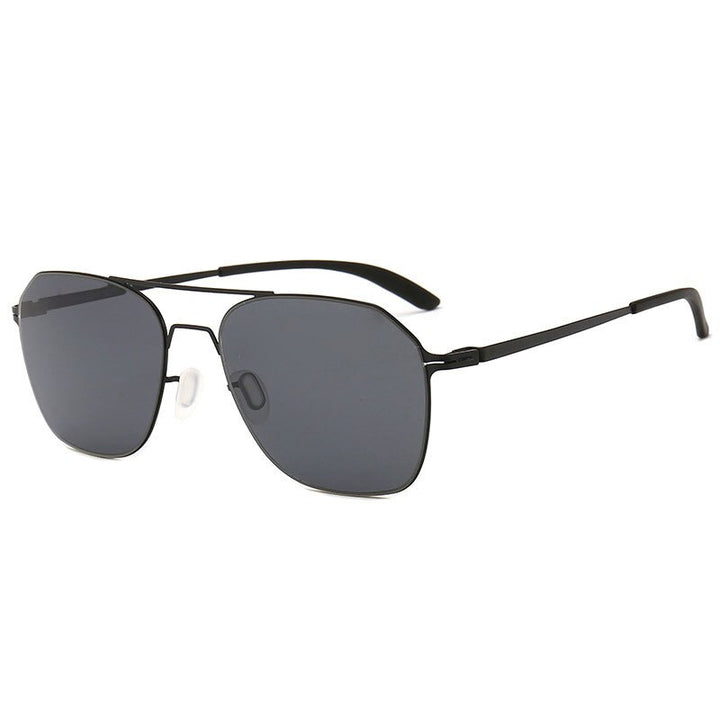 Reven Jate Men's Full Rim Square Double Bridge Alloy Polarized Sunglasses 7704 Sunglasses Reven Jate black-grey