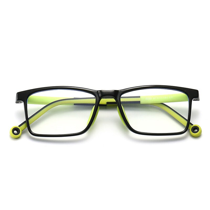 Yimaruili Unisex Children's Full Rim TR 90 Resin Frame Eyeglasses 2232 Full Rim Yimaruili Eyeglasses Black Green C3