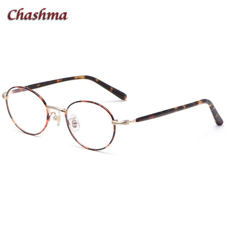 Chashma Ochki Unisex Full Rim Small Round Titanium Eyeglasses 2006 Full Rim Chashma Ochki Leopard
