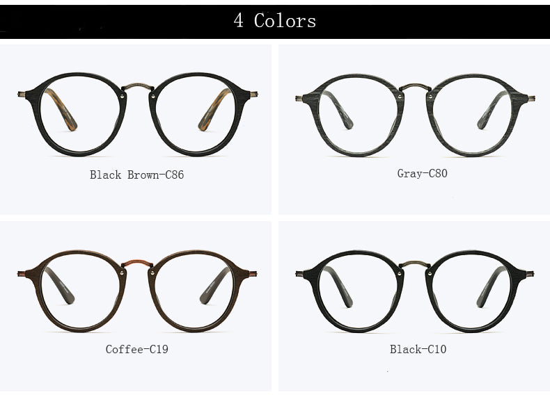 Hdcrafter Unisex Full Rim Round Wood Frame Eyeglasses Rb2447 Full Rim Hdcrafter Eyeglasses