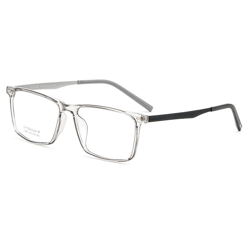 Yimaruili Men's Full Rim TR 90 Resin β Titanium Frame Eyeglasses 8881 Full Rim Yimaruili Eyeglasses Transparent Gray