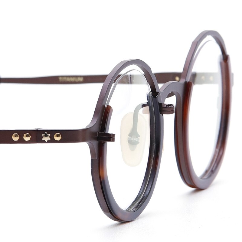 Muzz Unisex Full Rim Round IP Titanium Acetate Hand Crafted Frame Eyeglasses 0053 Full Rim Muzz