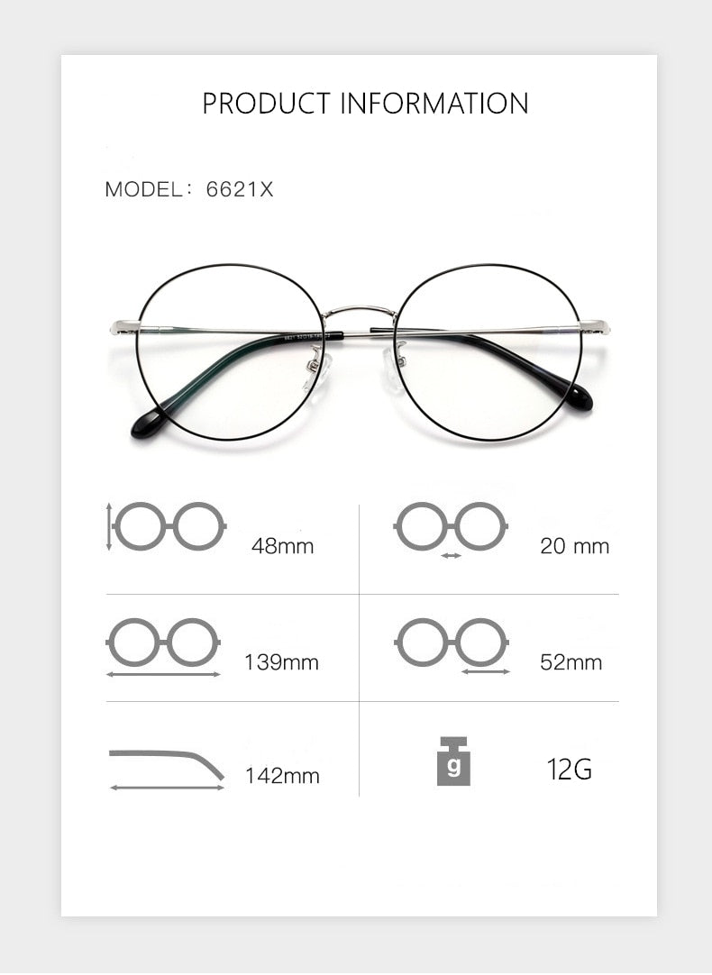 Yimaruili Unisex Full Rim β Titanium Round Frame Eyeglasses 6621X Full Rim Yimaruili Eyeglasses