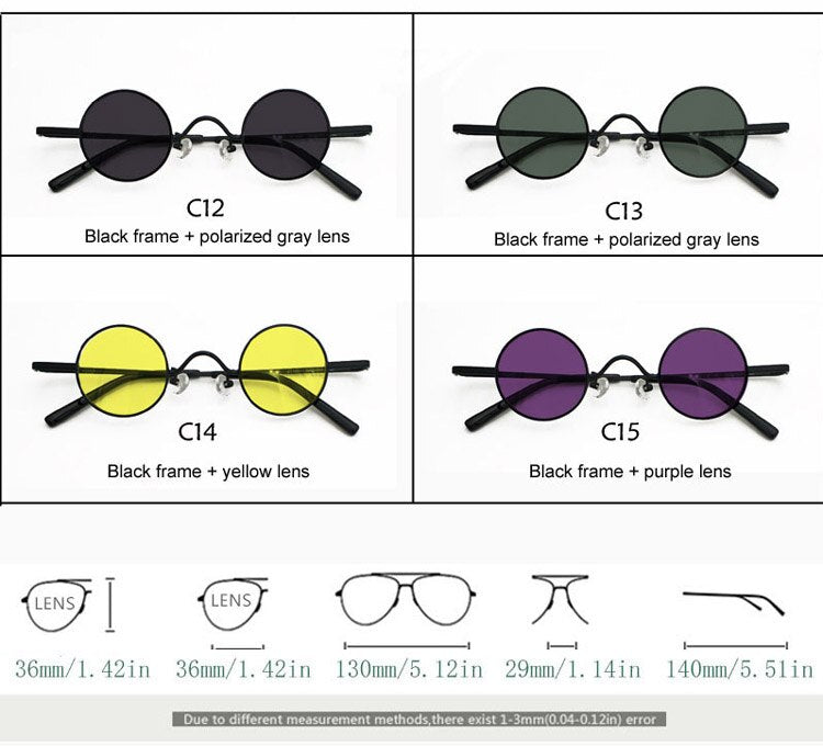 Yujo Unisex Acetate Alloy Small Round Sunglasses Y050 Sunglasses Yujo