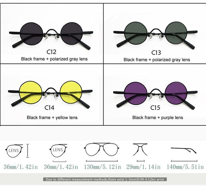 Yujo Unisex Acetate Alloy Small Round Sunglasses Y050 Sunglasses Yujo